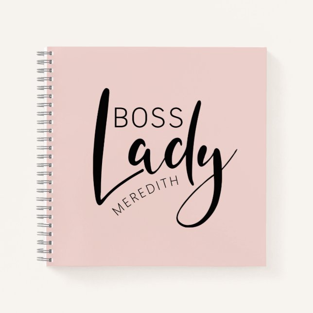 Carnet Logo de Dame Patronne Rose Pâle Personnalisé (Devant)