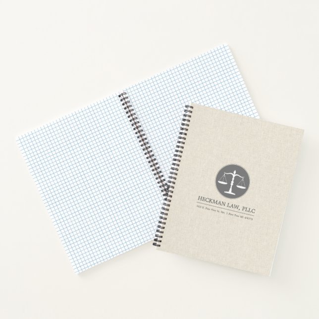 Carnet Logo de justice gris lin beige (Intérieur)