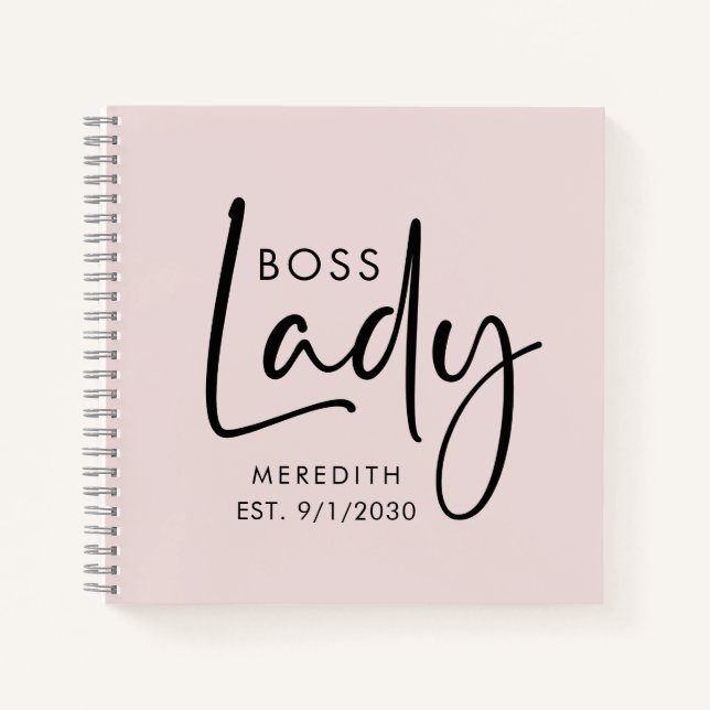 Carnet Logo de la patronne personnalisé rose blush (Devant)