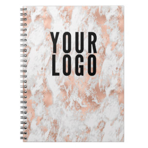 Carnet Logo de l'entreprise en marbre or rose promotionne