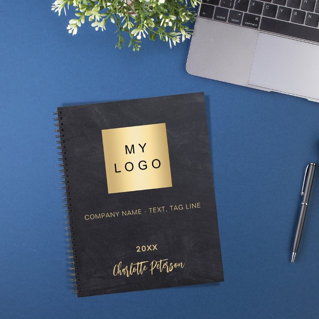 Carnet Logo de nom gris tableau noir (Créateur téléchargé)