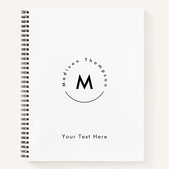 Carnet Logo de nom personnel monogrammé cercle moderne (Devant)