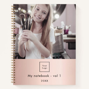 Carnet Logo de photo d'entreprise rose gold maquilleuse