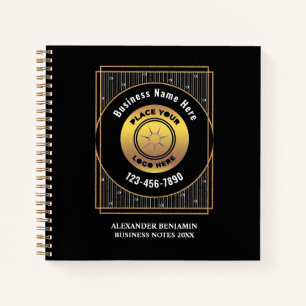 Carnet Logo de société d'entreprise moderne or noir perso