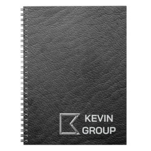 Carnet Logo de société en cuir noir simulé