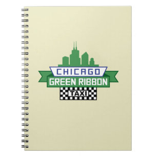 Carnet Logo de taxi au ruban vert de Chicago - Art du ven