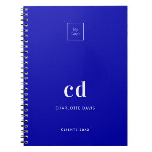 Carnet Logo d'entreprise avec monogramme bleu royal