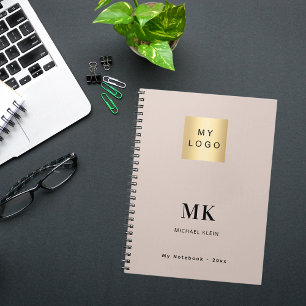 Carnet Logo d'entreprise avec monogramme initial beige