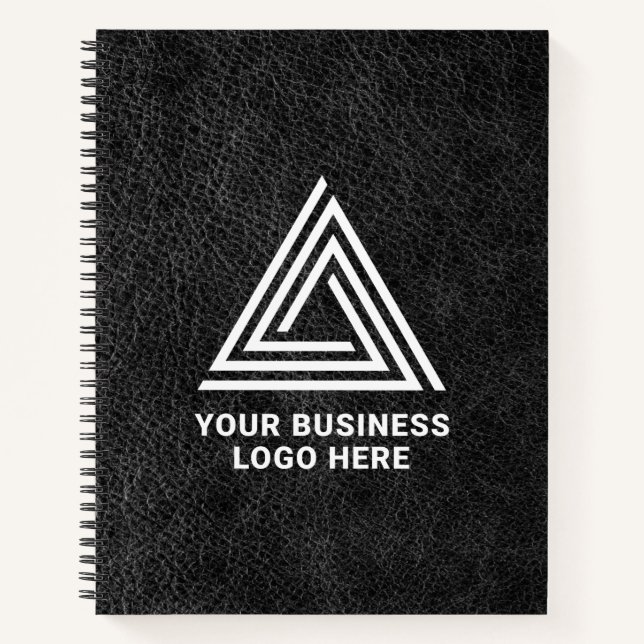 Carnet Logo d'entreprise moderne en cuir noir Faux (Devant)
