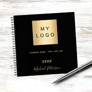 Carnet Logo d'entreprise noir or nom script