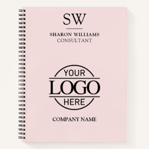 Carnet Logo d'entreprise simple rose pâle Monogramme init