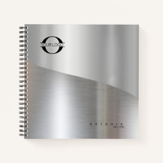 Carnet Logo d'onde métallique en argent à deux tons ID809