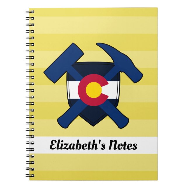 Carnet Logo du marteau de rock du géologue et du drapeau  (Devant)