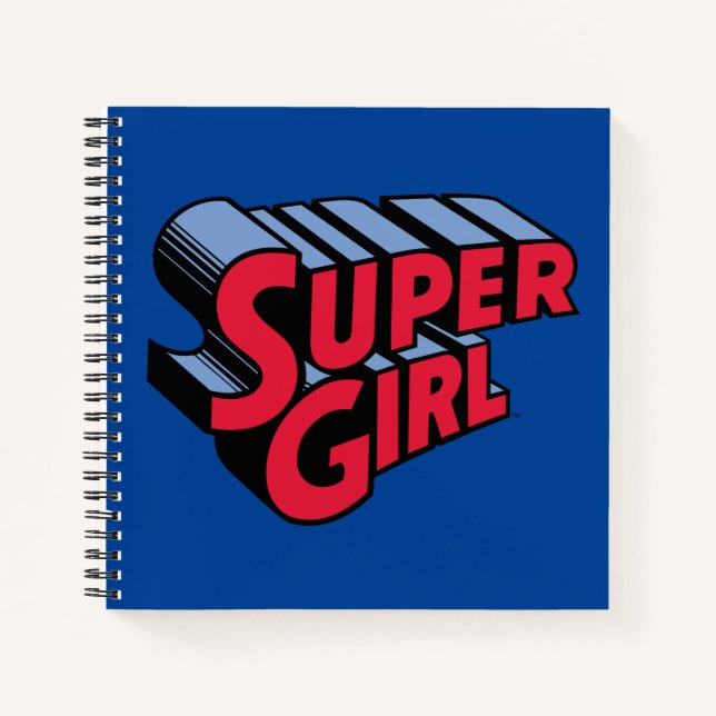Carnet Logo du nom empilé de la superfille rouge et bleue (Devant)