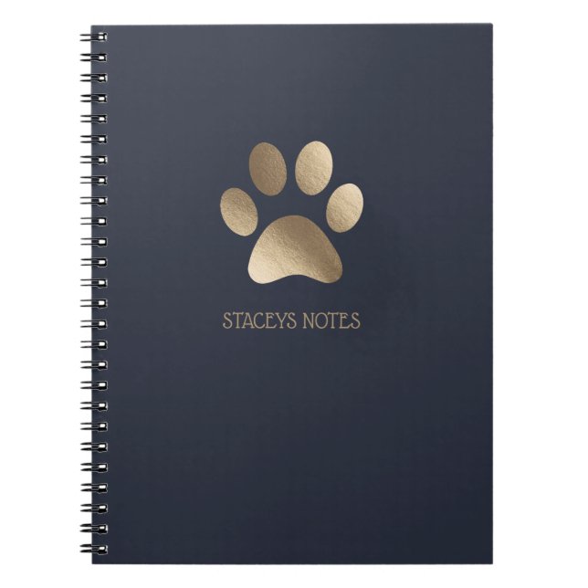 Carnet Logo Empreinte de patte Gold Et Navy Personnalisé (Devant)