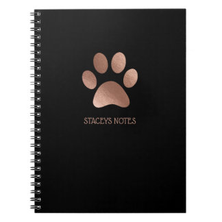 Carnet Logo Empreinte de patte rose Gold Et Charcoal Pers
