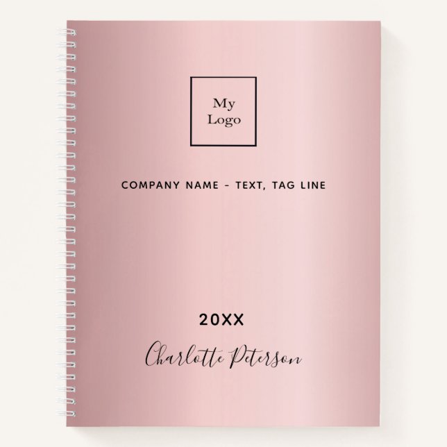 Carnet Logo entreprise monogramme élégant rose tendre (Devant)