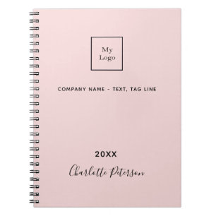 Carnet Logo entreprise monogramme élégant rose tendre