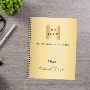 Carnet Logo entreprise or nom élégant écriture