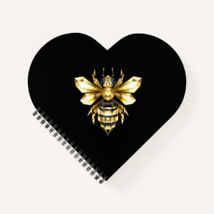 Carnet Logo Faux Gold Foil Bee Polygonal sur Noir