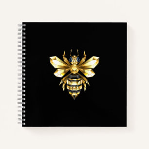 Carnet Logo Faux Gold Foil Bee Polygonal sur Noir