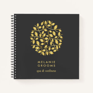 Carnet Logo Feuilles d'Or Monogramme Personnalisé