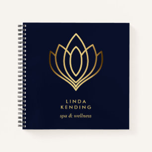 Carnet Logo Gold Lotus Bleu Monogramme personnalisé