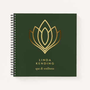 Carnet Logo Gold Lotus Monogramme personnalisé vert