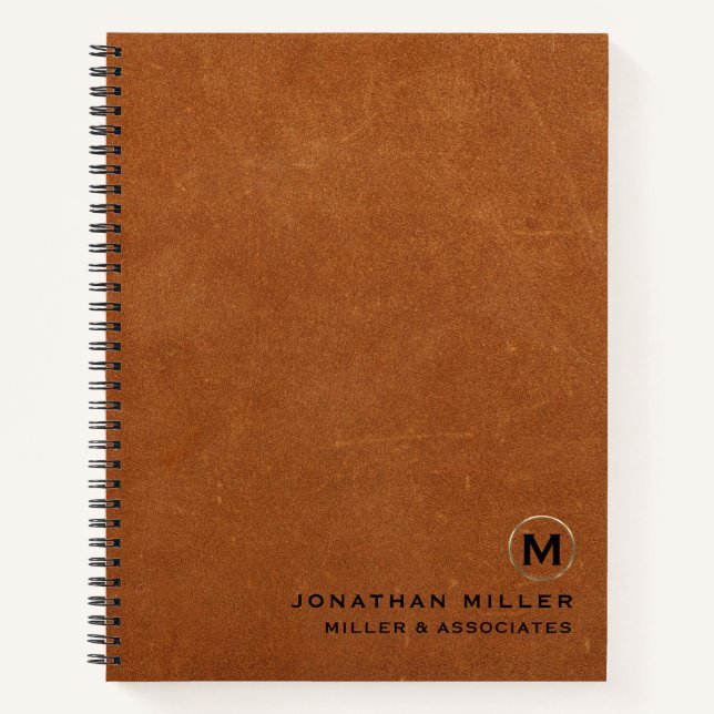 Carnet Logo initial en cuir de luxe en or (Devant)