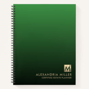 Carnet Logo initial en or de luxe Emerald Green