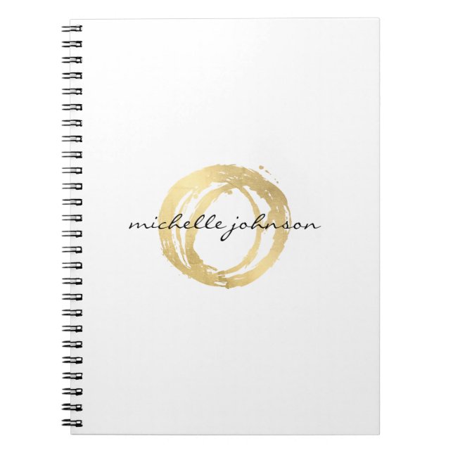 Carnet Logo Luxe Faux Gold Peint Cercle Designer (Devant)