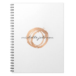 Carnet Logo Luxe Faux Rose Gold Peint Cercle Designer