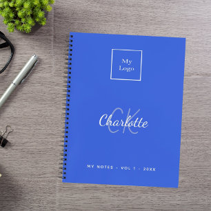 Carnet Logo monogramme bleu royal affaires modernes