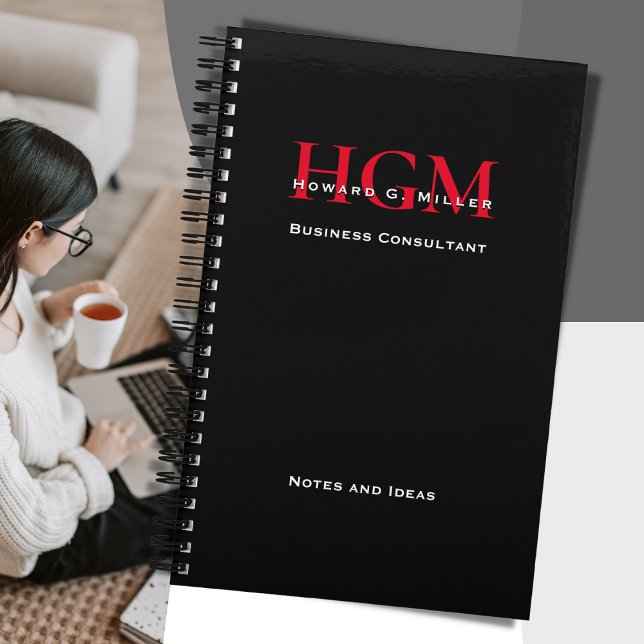 Carnet Logo Monogramme professionnel Rouge Noir et Blanc (Créateur téléchargé)