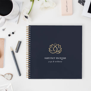 Carnet Logo Navy & Gold Lotus