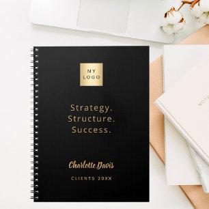 Carnet Logo noir or citation motivation entreprise