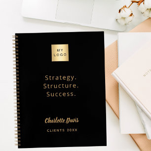 Carnet Logo noir or motivation citation entreprise