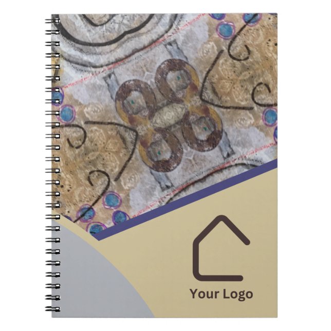 Carnet Logo ou code QR d'accents abstraits simples et mod (Devant)