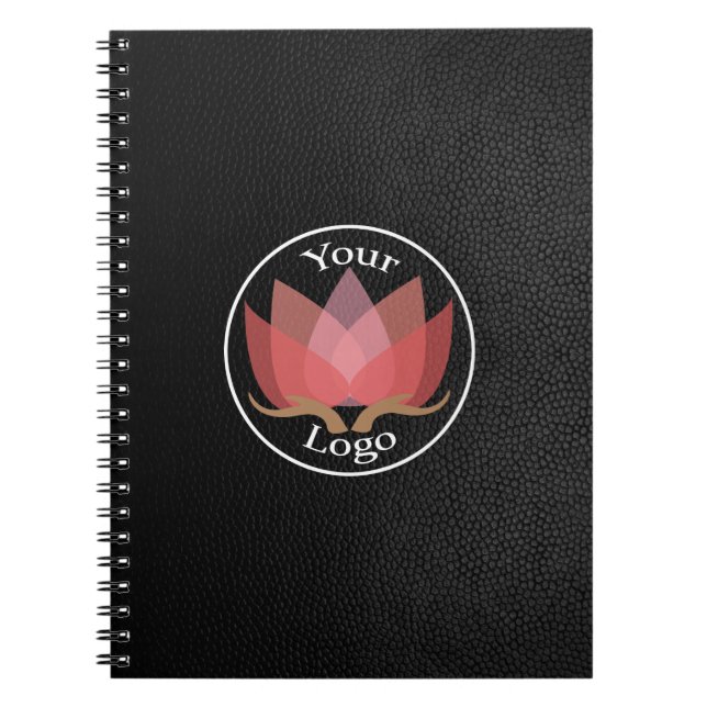 Carnet LOGO Personnalisé En Cuir Noir (Devant)