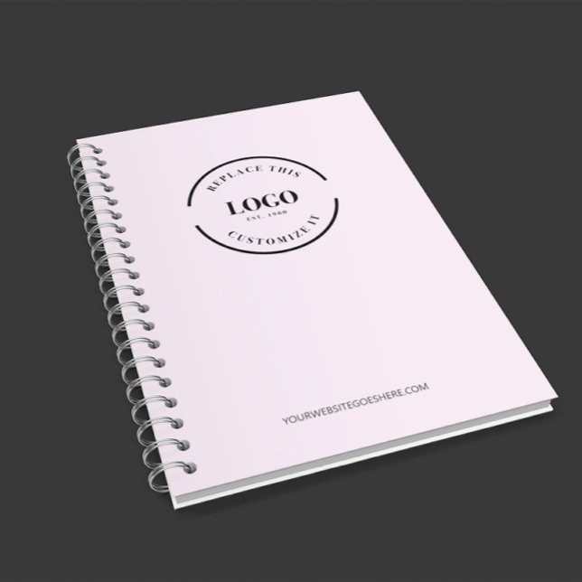 Carnet Logo Personnalisé Simple Rose Minimaliste (MODERN PINK BUSINESS NOTEBOOK WITH LOGO AND WEBSITE)