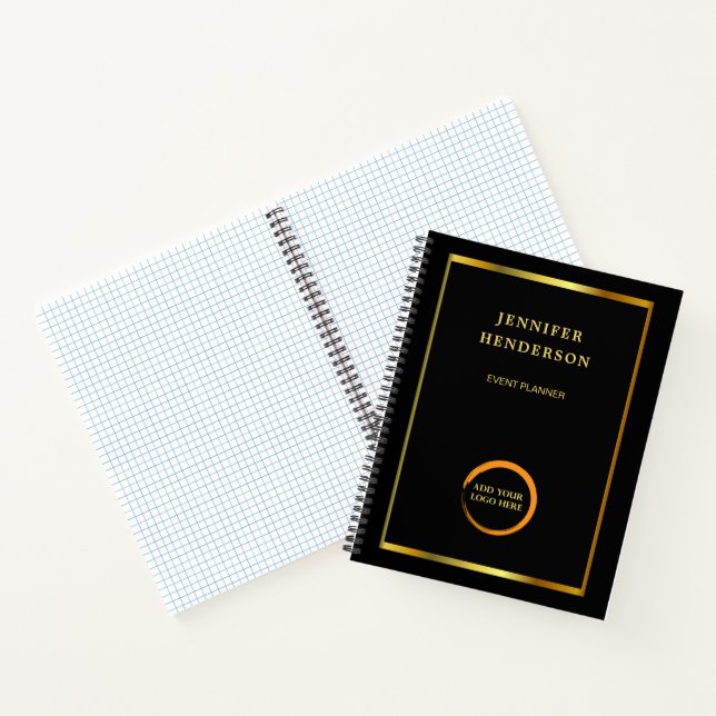 Carnet Logo professionnel élégant en or noir (Intérieur)