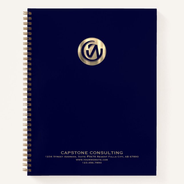 Carnet Logo professionnel Marine Bleu et Or (Devant)