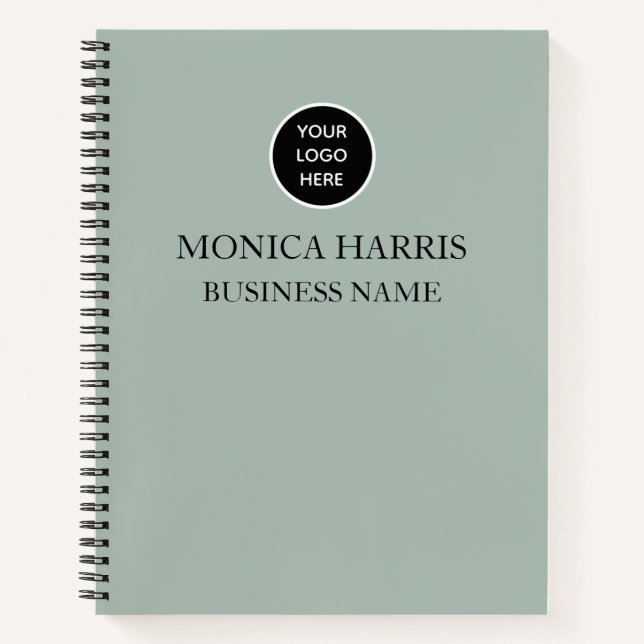 Carnet Logo Professionnel Sage Green Monogram Entreprise (Devant)