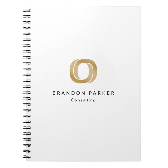 Carnet Logo professionnel simple en or pour entrepreneur (Devant)