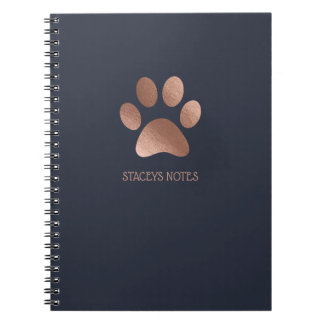 Carnet Logo rose Gold Et Marine Empreinte de patte Person