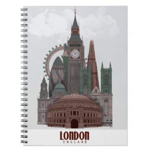 Carnet Londres en nuages rouge et vert