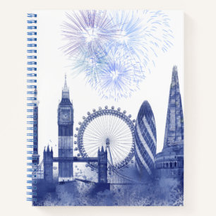 Carnet Londres Skyline - Aquarelle bleue
