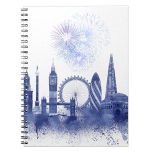 Carnet Londres Skyline - Aquarelle bleue
