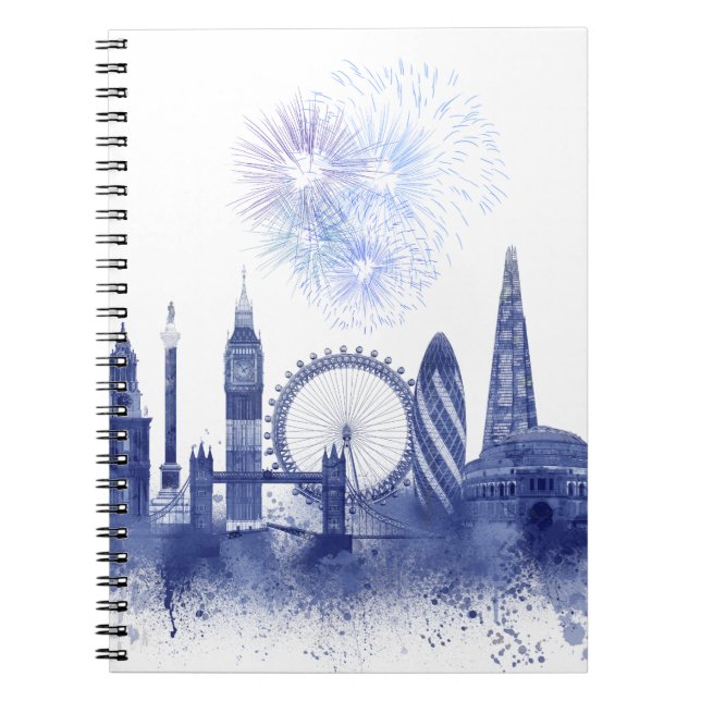 Carnet Londres Skyline - Aquarelle bleue (Devant)