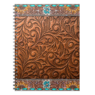 Carnet Look Cuir Avec Accents Turquoise